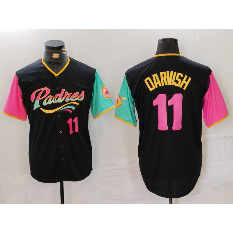 San Diego Padres #11 Yu Darvish Black JEROMEN Player Number Fashion Jersey