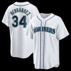 Seattle Mariners #34 Felix Hernandez White JEROMEN Home Retired Player Replica Jersey