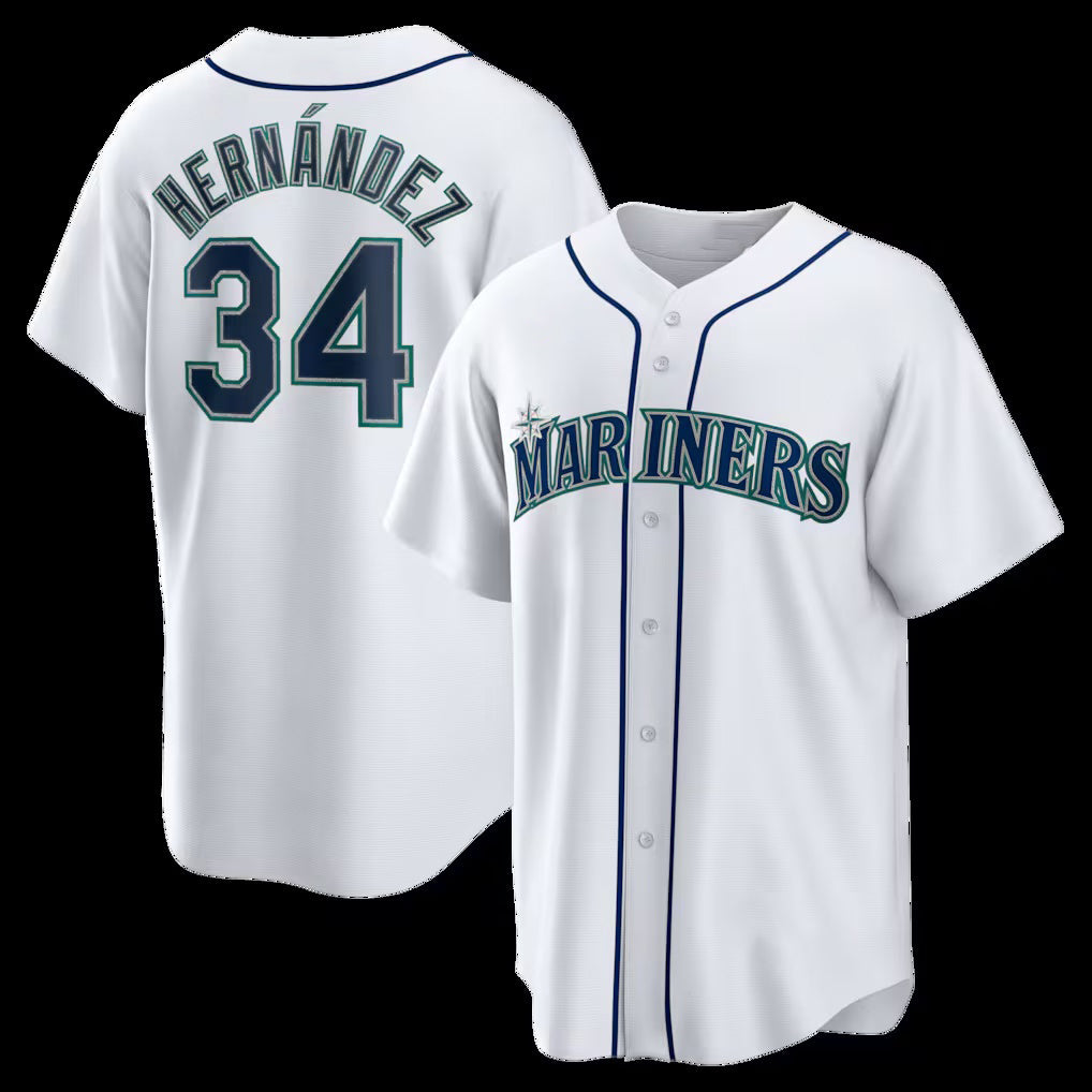 Seattle Mariners #34 Felix Hernandez White JEROMEN Home Retired Player Replica Jersey