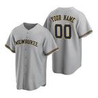 Custom Milwaukee Brewers Gray JEROMEN Stitched Cool Base Road Jersey