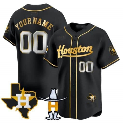 Custom Houston Astros Houston Rodeo Patch Vapor Premier Limited Jersey ¨C All Stitched-Black JEROMEN