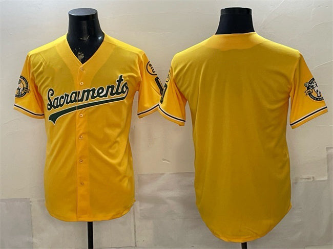 Oakland Athletics Blank 2026 Yellow JEROMEN Alternate Sacramento Celebrating 125 Years Vapor Limited Stitched Jersey