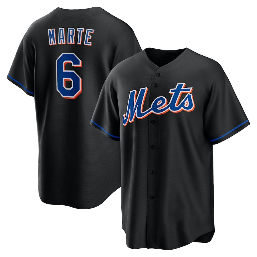 New York Mets #6 Starling Marte Black JEROMEN Stitched Cool Base Jersey