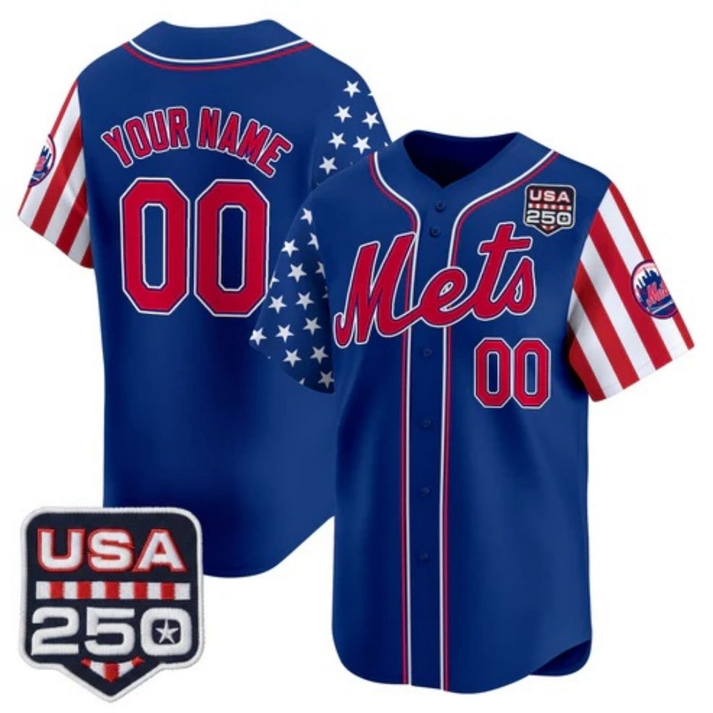 Custom New York Mets America 250 Edition Vapor Premier Limited Royal JEROMEN Stitched Jerseys