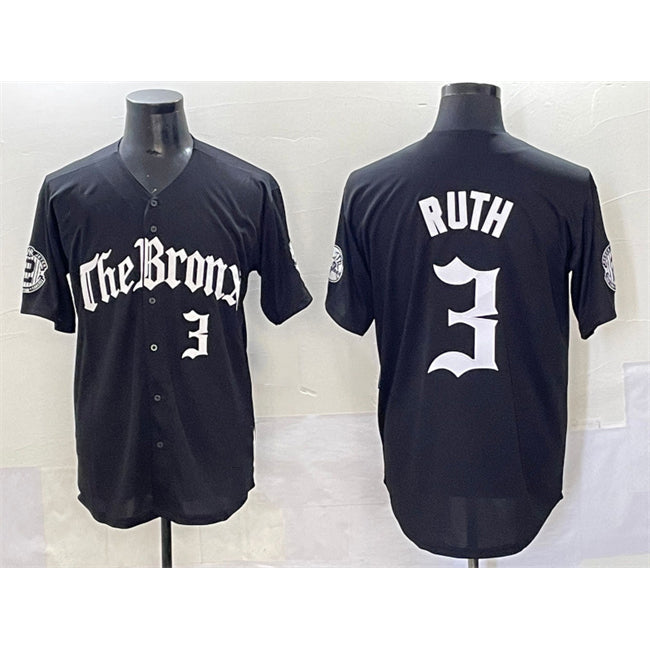 New York Yankees #3 Babe Ruth Black JEROMEN 'Gothic Legacy Edition' Vapor Premier Limited Stitched Jersey