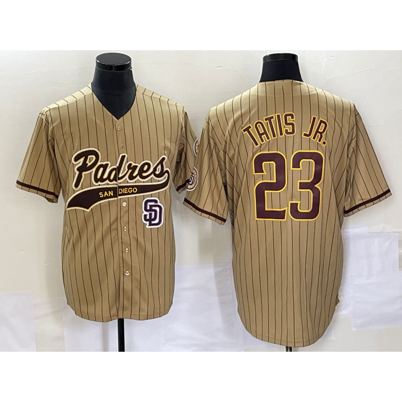 San Diego Padres #23 Fernando Tatis Jr Tan JEROMEN NEW 2023 Cool Base Stitched Jersey 2