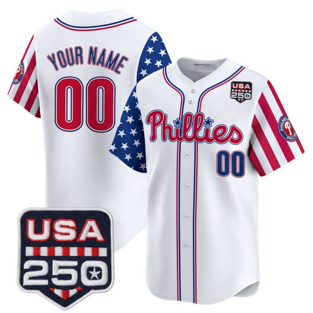 Custom Philadelphia Phillies America 250 Edition Vapor Premier Limited White JEROMEN Stitched Jerseys-1