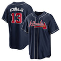 Atlanta Braves #13 JEROMENld Acuna Jr. Navy JEROMEN Alternate Replica Player Name Jersey