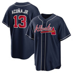 Atlanta Braves #13 JEROMENld Acuna Jr. Navy JEROMEN Alternate Replica Player Name Jersey
