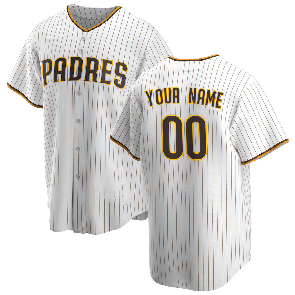 Custom San Diego Padres White JEROMEN Home Replica Jersey