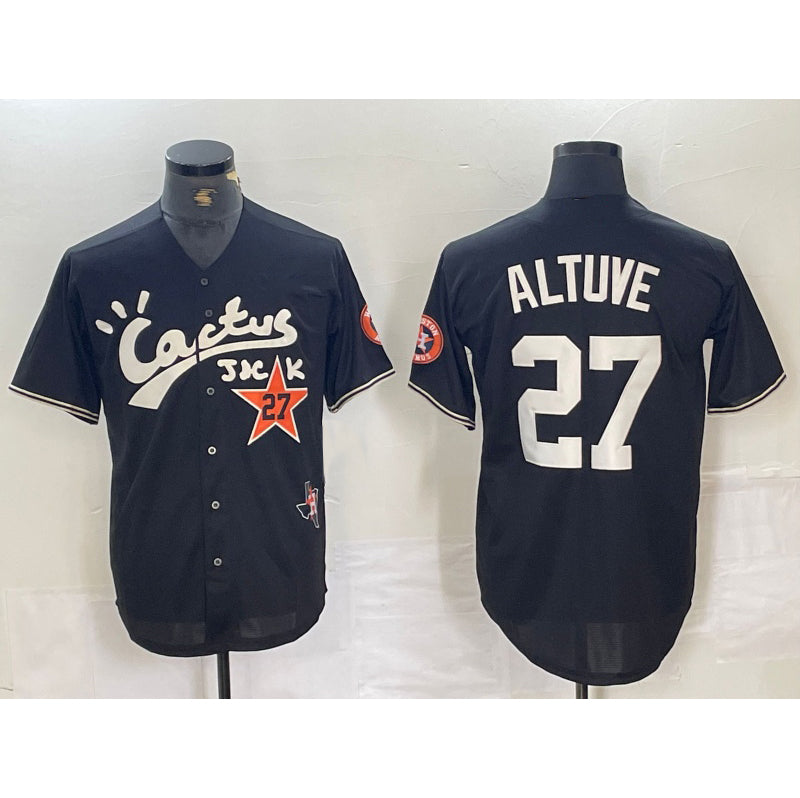 Houston Astros #27 Jose Altuve Black JEROMEN Cactus Jack Cool Base Jersey