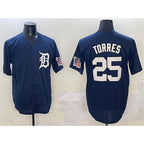Detroit Tigers #25 Gleyber Torres Navy JEROMEN With Patch Cool Base Stitched Jersey