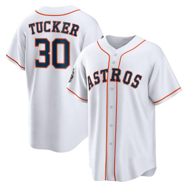Houston Astros #30 Kyle Tucker White JEROMEN 2022 World Series Home Stitched Jersey
