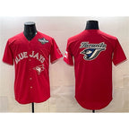 Toronto Blue Jays Team Big Logo Red JEROMEN 2025 World Series Home Cool Base Stitched Jersey