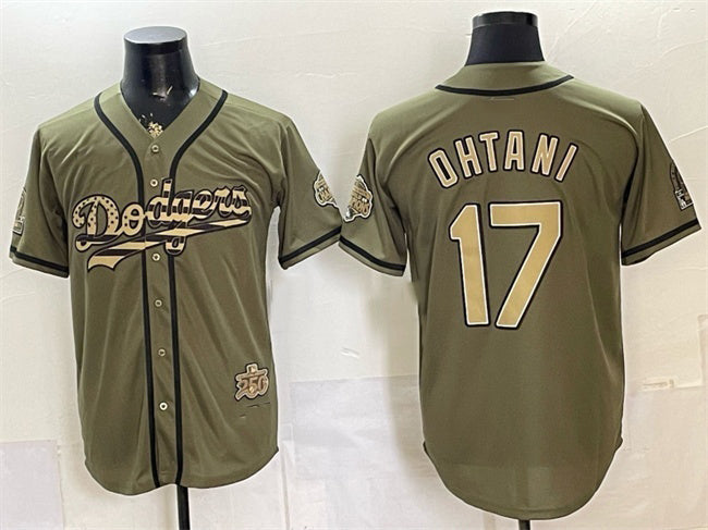 Los Angeles Dodgers #17 Shohei Ohtani Olive JEROMEN 2026 Armed Forces Day Stitched Jersey 2