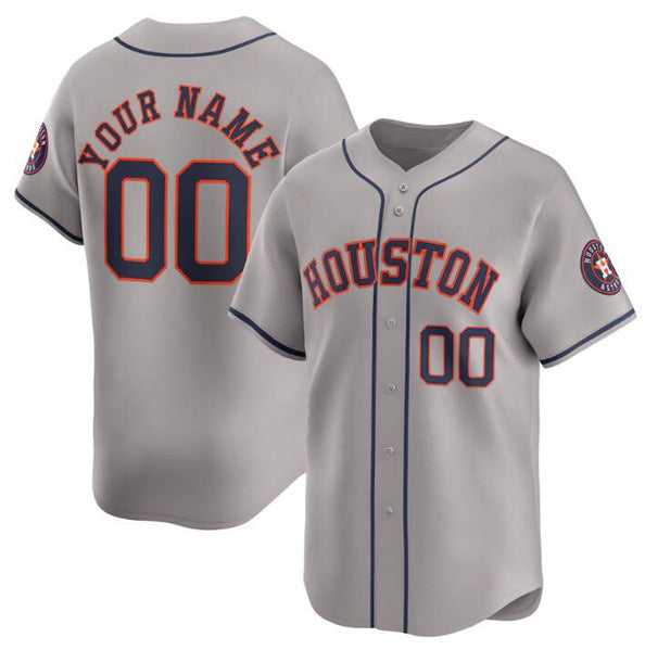 Custom Houston Astros Gray JEROMEN 2024 Away Limited Stitched Jersey