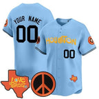 Custom Houston Astros  Love Street & Peace Sign Patch Vapor Premier Limited Jersey V2 ¨C Blue JEROMEN