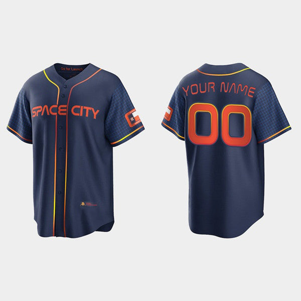 Custom Houston Astros ACTIVE PLAYER 2022 Navy JEROMEN City Connect Cool Base Stitched Jersey