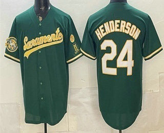 Oakland Athletics #24 Rickey Henderson 2026 Green JEROMEN Alternate Sacramento Celebrating 125 Years Limited Jersey