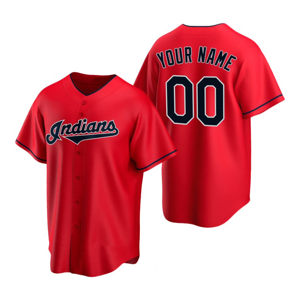 Custom Cleveland Indians Red JEROMEN Stitched Cool Base Jersey