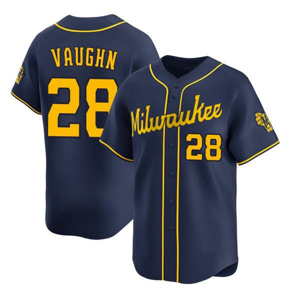Milwaukee Brewers #28 Andrew Vaughn Navy JEROMEN Alternate Limited Stitched Jersey