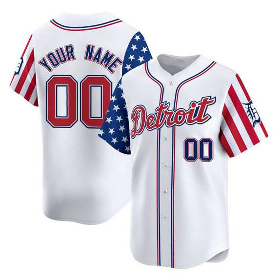 Custom Detroit Tigers ACTIVE PLAYER White JEROMEN 2025 Independence Day Vapor Premier Limited Stitched Jersey