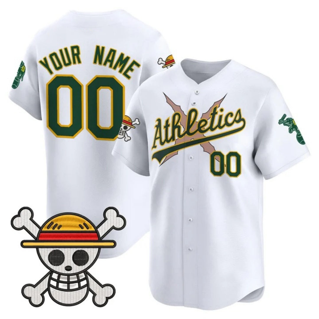 Custom Oakland Athletics x One Piece White JEROMEN Vapor Premier Limited Jersey - Stitched