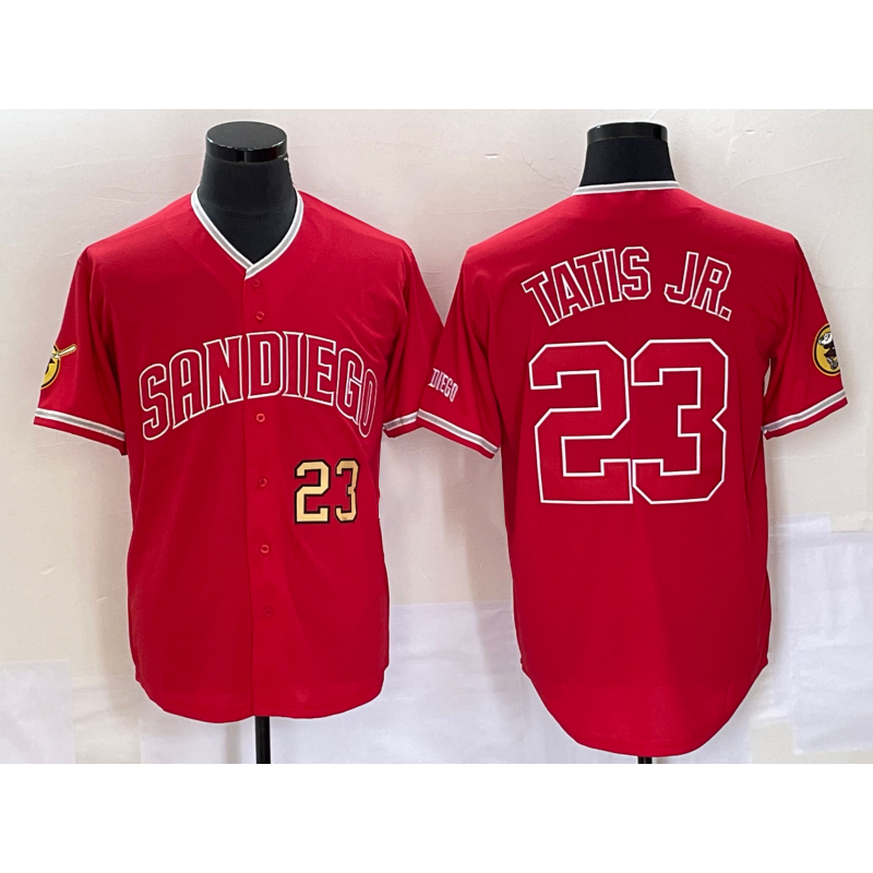 San Diego Padres #23 Fernando Tatis Jr Number Red JEROMEN NEW 2023 Cool Base Stitched Jersey