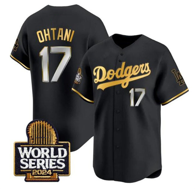 Los Angeles Dodgers #17 Shohei Ohtani Black Gold JEROMEN 2024 World Series Limited Stitched Jersey