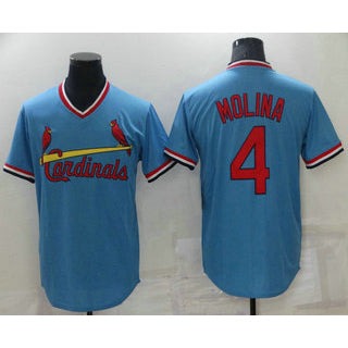 St. Louis Cardinals #4 Yadier Molina Light Blue JEROMEN Pullover Cooperstown Collection Stitched Jersey