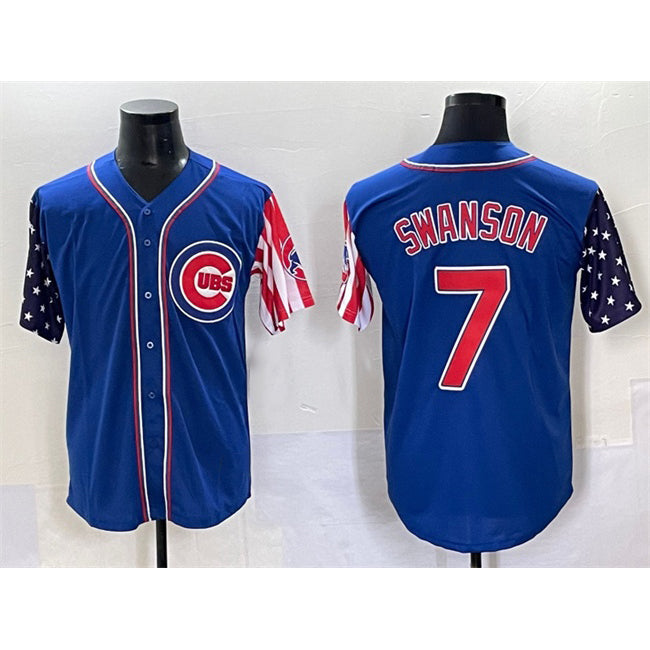 Chicago Cubs #7 Dansby Swanson Royal JEROMEN 2025 Independence Day Vapor Premier Limited Stitched Jersey