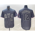 New York Mets #12 Francisco Lindor Number Grey JEROMEN 2024 City Connect Cool Base Stitched Jersey 2