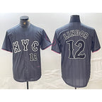 New York Mets #12 Francisco Lindor Number Grey JEROMEN 2024 City Connect Cool Base Stitched Jersey 2