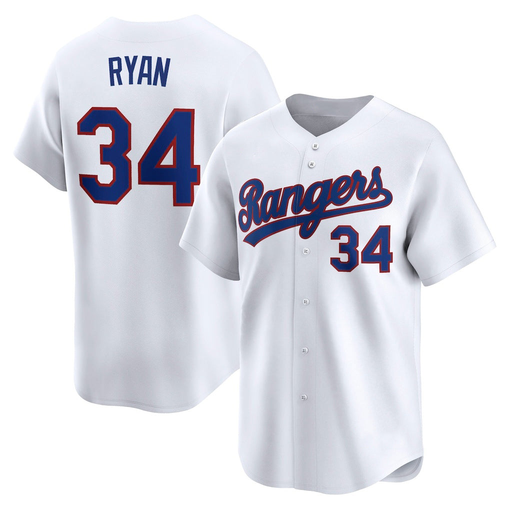 Texas Rangers #34 Nolan Ryan White JEROMEN Throwback Cooperstown Collection Limited Jersey