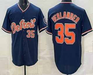Detroit Tigers #35 Justin Verlander Navy JEROMEN Limited Jersey