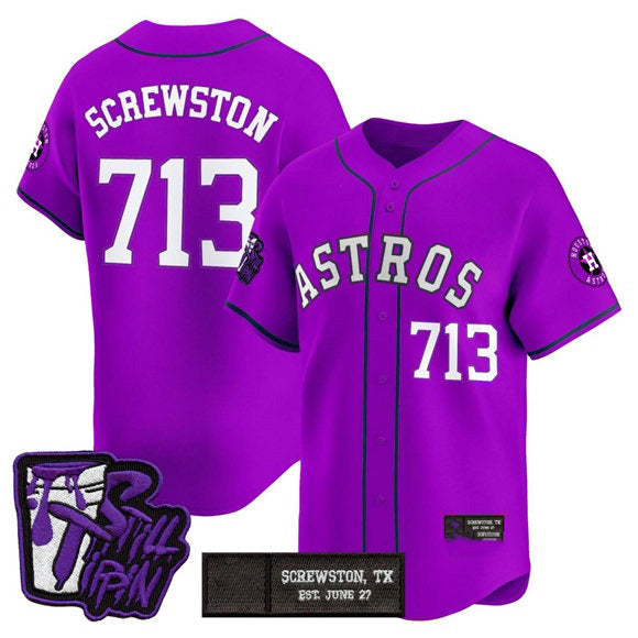 Houston Astros #713 DJ Screwston Still Tippin Purple JEROMEN Patch Vapor Limited Stitched Jersey