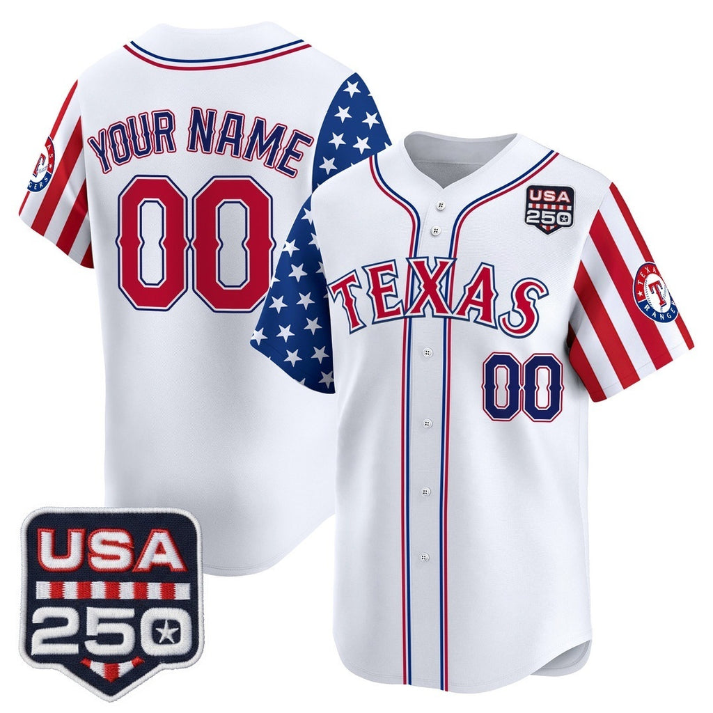 Custom Texas Rangers America 250 Edition Vapor Premier Limited White JEROMEN Stitched Jerseys