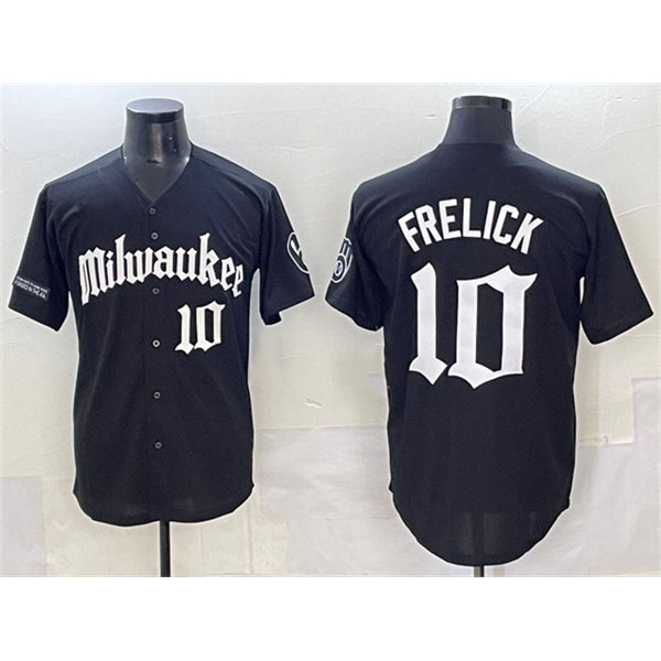 Milwaukee Brewers #10 Sal Frelick Black JEROMEN 'Gothic 414 Shadows Edition' Vapor Premier Limited Stitched Jersey