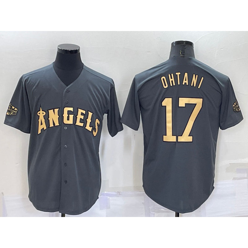 Los Angeles Angels #17 Shohei Ohtani Grey JEROMEN 2022 All Star Stitched Cool Base Jersey