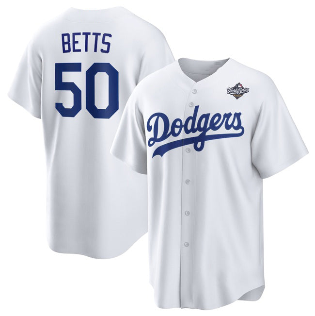 Los Angeles Dodgers #50 Mookie Betts White JEROMEN 2025 World Series Home Cool Base Stitched Jersey