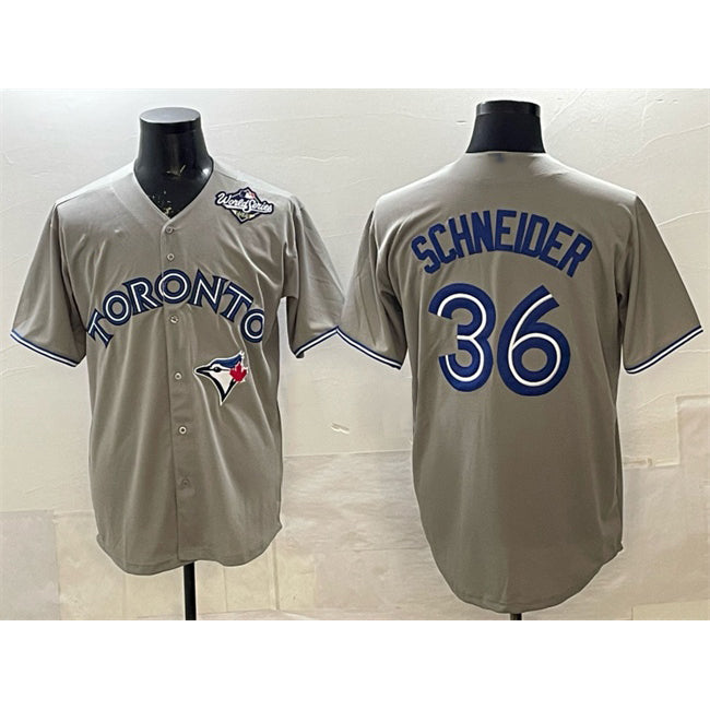 Toronto Blue Jays #36 Davis Schneider Gray JEROMEN 2025 World Series Cool Base Stitched Jersey