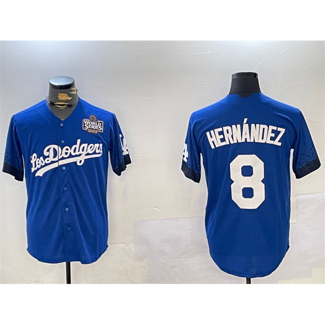 Los Angeles Dodgers #8 Enrique Hern¨¢ndez Royal JEROMEN 2024 World Series City Connect Cool Base Stitched Jersey