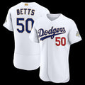 Los Angeles Dodgers #50 Mookie Betts White JEROMEN 2026 Gold Collection Authentic Jersey