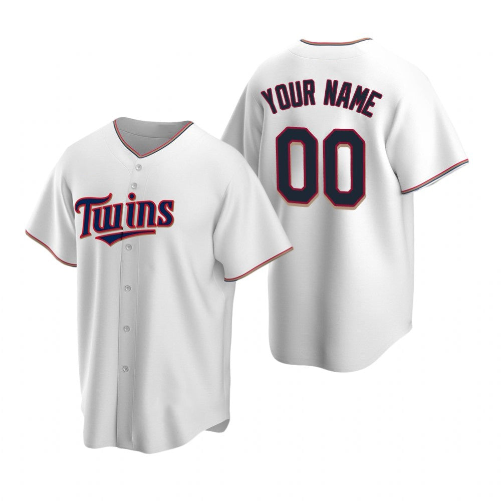 Custom Minnesota Twins White JEROMEN Stitched Cool Base Home Jersey