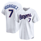 Texas Rangers #7 Ivan Rodriguez White JEROMEN Throwback Cooperstown Collection Limited Jersey