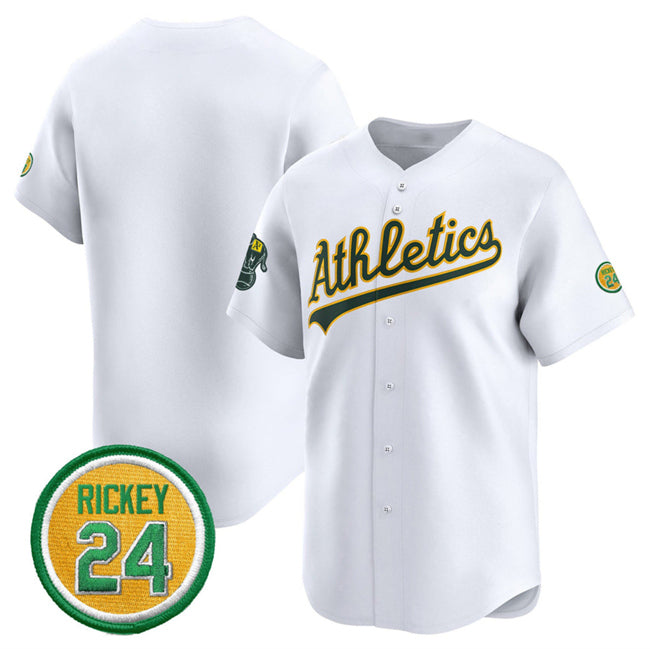 Oakland Athletics Blank White JEROMEN 2024 Home Limited With Rickey Henderson Patch Stitched Jersey