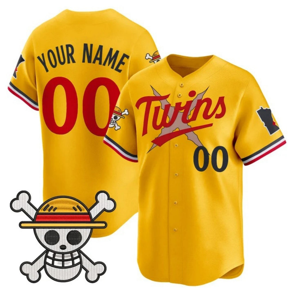 Custom Minnesota Twins x One Piece Gold JEROMEN Vapor Premier Limited Jersey - Stitched
