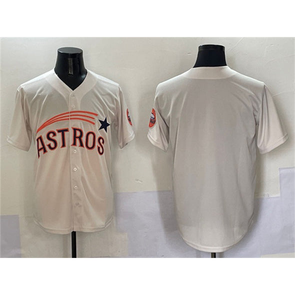 Houston Astros Blank Cream JEROMEN Throwback Cooperstown Collection Limited Stitched Jersey