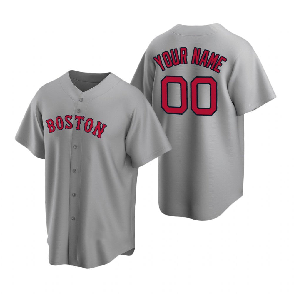 Custom Boston Red Sox Gray JEROMEN Stitched Cool Base Road Jersey