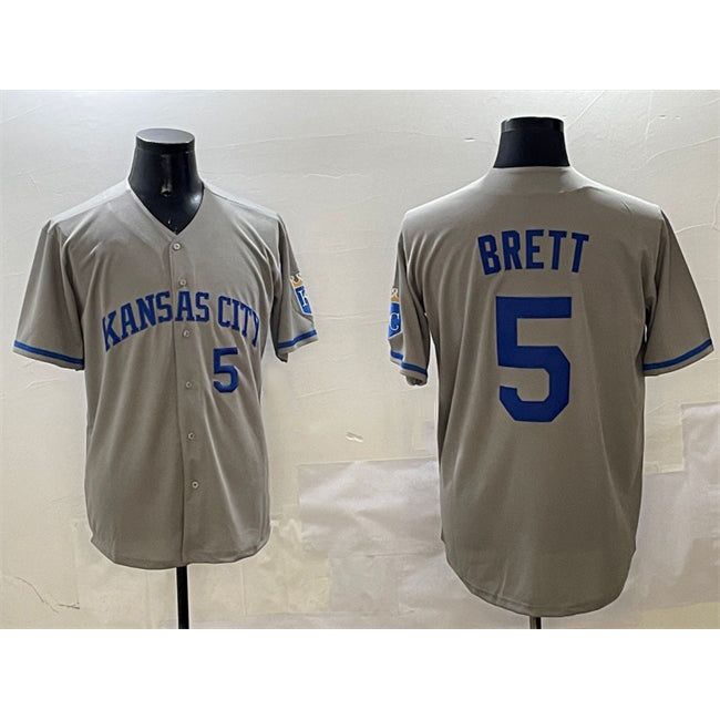 Kansas City Royals #5 George Brett Gray JEROMEN 2024 Away Limited Stitched Jersey
